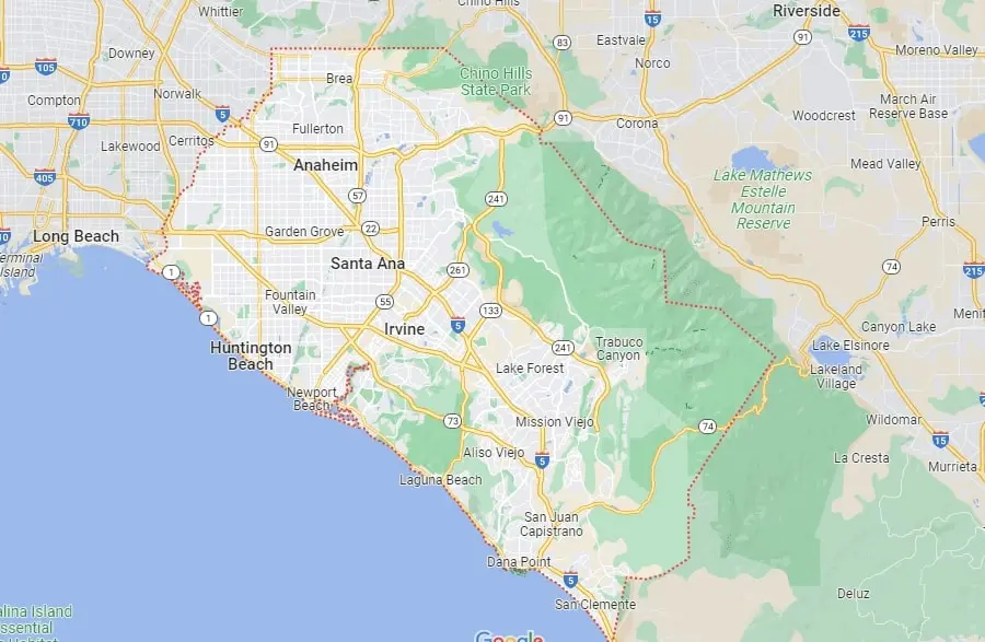 google map picture of orange county CA